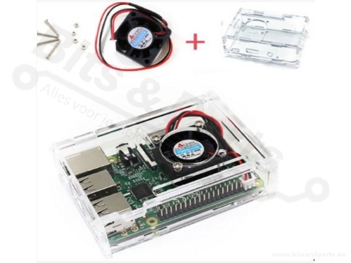 Behuizing / Case Raspberry Pi B+/2/3 acryl helder incl. koelfan